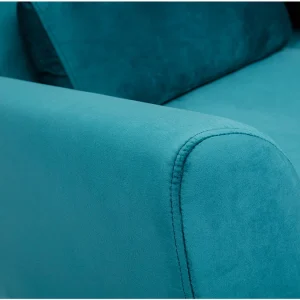 Canapé Scandinave 2 Places En Tissu Velours Bleu Pétrole Et Bois Clair EKTOR dernières 18