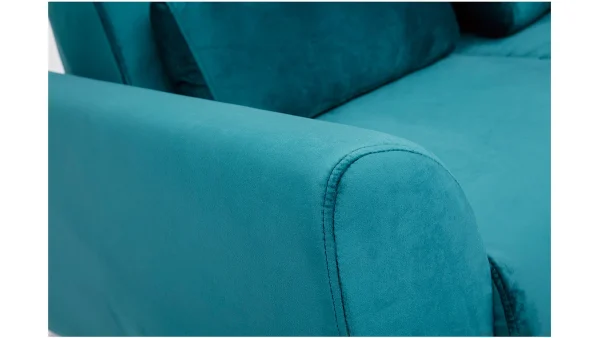 Canapé Scandinave 2 Places En Tissu Velours Bleu Pétrole Et Bois Clair EKTOR dernières 6