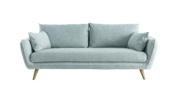 l'unique style Canapé Scandinave 3 Places En Tissu Bleu Glacier Et Bois Clair CREEP 1