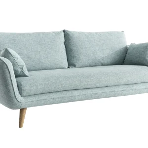 l'unique style Canapé Scandinave 3 Places En Tissu Bleu Glacier Et Bois Clair CREEP 11