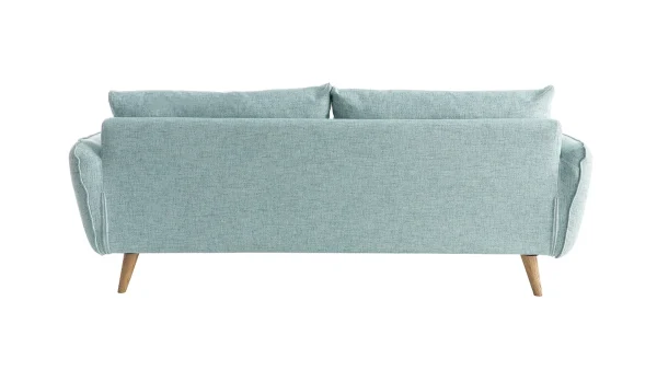 l'unique style Canapé Scandinave 3 Places En Tissu Bleu Glacier Et Bois Clair CREEP 5