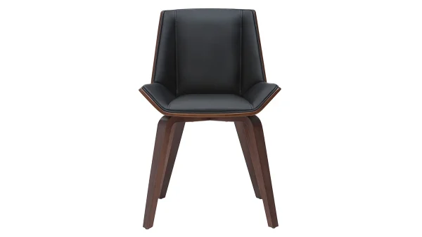 soldes magasin Chaise Design Noir Et Bois Foncé Noyer MELKIOR 1