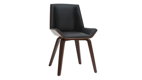 soldes magasin Chaise Design Noir Et Bois Foncé Noyer MELKIOR 3