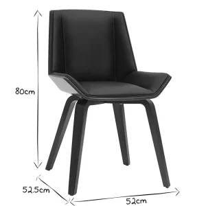 soldes magasin Chaise Design Noir Et Bois Foncé Noyer MELKIOR 19