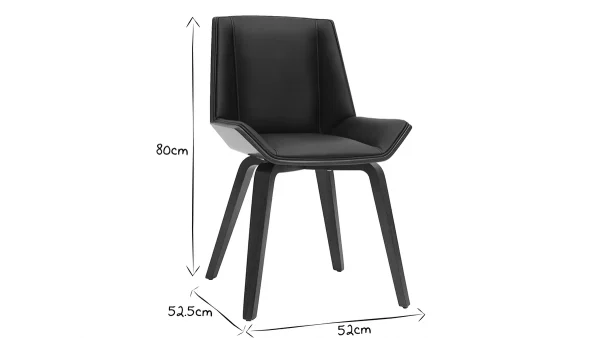 soldes magasin Chaise Design Noir Et Bois Foncé Noyer MELKIOR 7