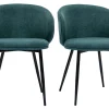 Prix très abordable Chaises Design En Tissu Effet Velours Bleu Canard Et Métal Noir (lot De 2) ROSALIE 28