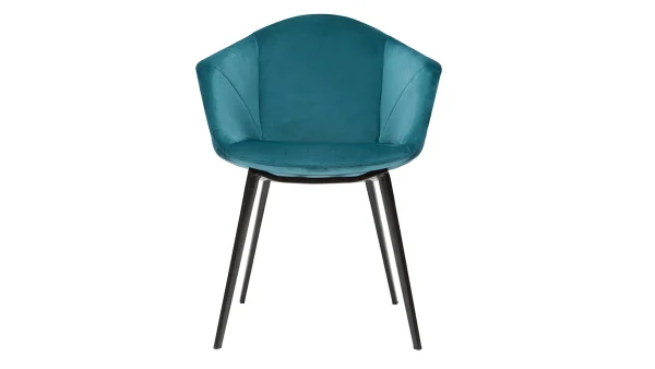 Chaises Design En Tissu Velours Bleu Pétrole Et Métal Noir (lot De 2) TAYA Top ventes 3