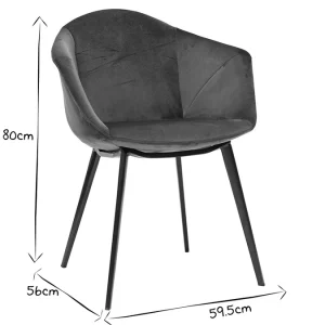 Chaises Design En Tissu Velours Bleu Pétrole Et Métal Noir (lot De 2) TAYA Top ventes 19