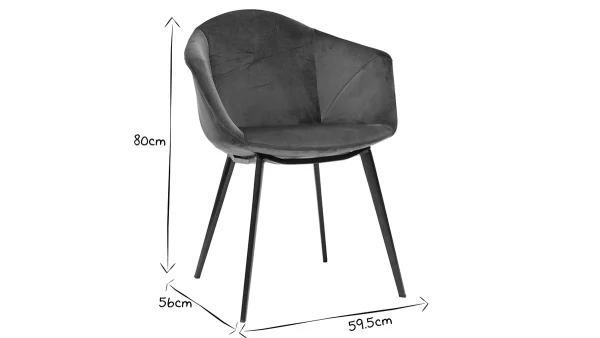 Chaises Design En Tissu Velours Bleu Pétrole Et Métal Noir (lot De 2) TAYA Top ventes 7