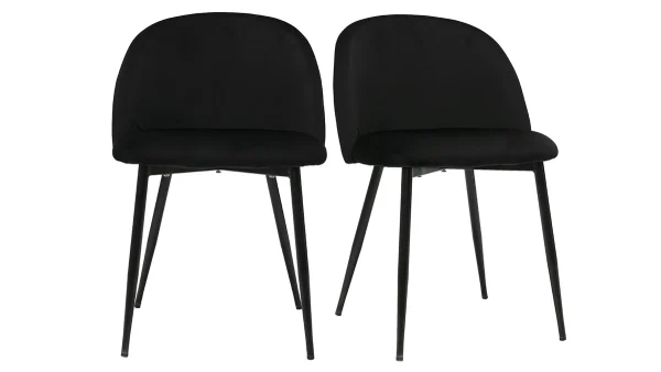 Chaises Design Noires En Tissu Velours Et Métal (lot De 2) CELESTE grande qualité 1