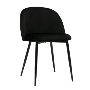 Chaises Design Noires En Tissu Velours Et Métal (lot De 2) CELESTE grande qualité 15