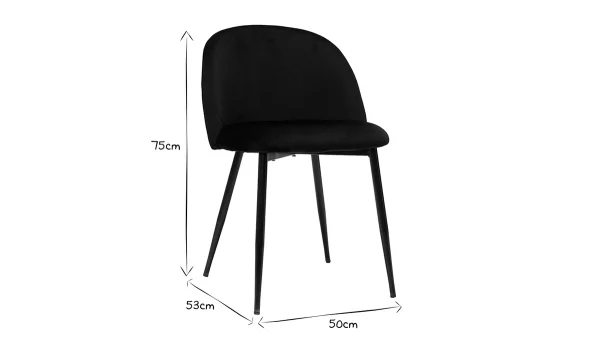 Chaises Design Noires En Tissu Velours Et Métal (lot De 2) CELESTE grande qualité 8