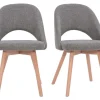 Dernières Nouveautés Chaises Scandinaves En Tissu Effet Velours Texturé Gris Et Bois Clair Massif (lot De 2) COSETTE 29
