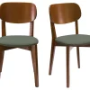 vente pas cher Chaises Vintage Bois Foncé Et Assises En Tissu Kaki (lot De 2) LUCIA 25