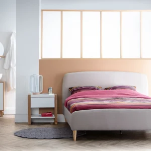 Lit 2 Places 140×200 Cm En Tissu Beige NIELS achat 13